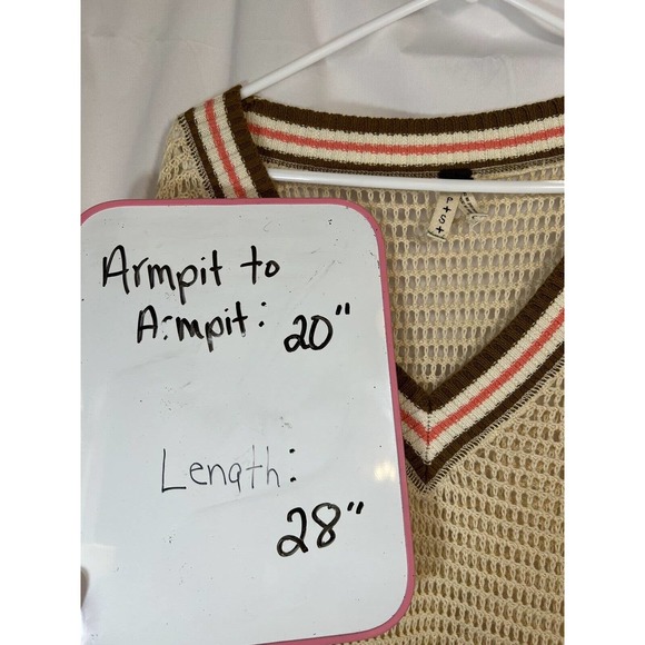 We the Free Sweater cream petite small Long Sleeve Loose Knit BoHo Free People - Picture 5 of 5